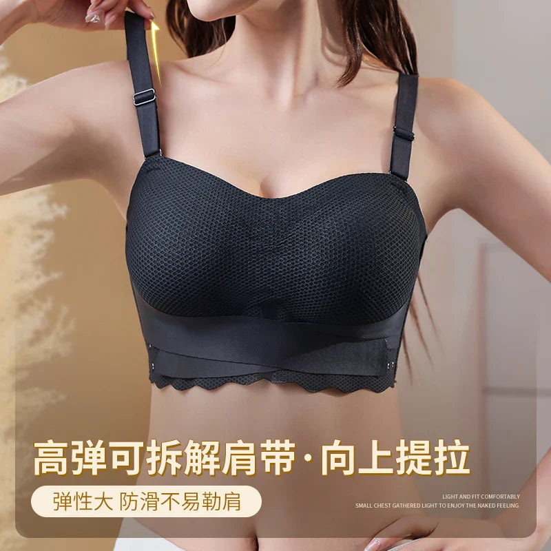 Wireless Wedding Brassiere Push Up Bras Lingerie Sexy Bralette Strapless Bras Invisible Tube Tops Seamless Breathable Bras M-6XL