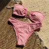 Flower Embroidery Bandeau Bikinis Sets Woman 2026 Metal Buckled Sexy Swimsuit Women High Cut Bathing Swimming Suit Bikini Mujer test