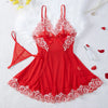 Transparent Thin Style G-string Lace Ruffle Trim Lingerie Set Women Nightgowns Sleeveless Sleepwear Sexy V-Neck Bra Panty Sets test