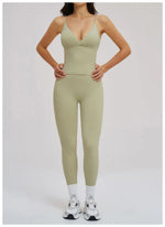 2PCS Yoga Suit Sports Set Women Fitness Quick-Drying Gym Tracksuit Running Nude Feeling Workout Outfit Sport Bra Leggings Suit