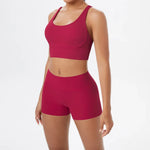 2PCS Yoga Set Women Gym Sports Suits Fitness Bra Crop Top Workout Clothes Female Athletic Wear Push Up Shorts Sportswear