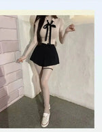 WOMENGAGA Korea Style Sexy Slim High Waist Strap A-line Half Length Skirt Fashion Women Skorts JK Sweet 2023 NewOW3W