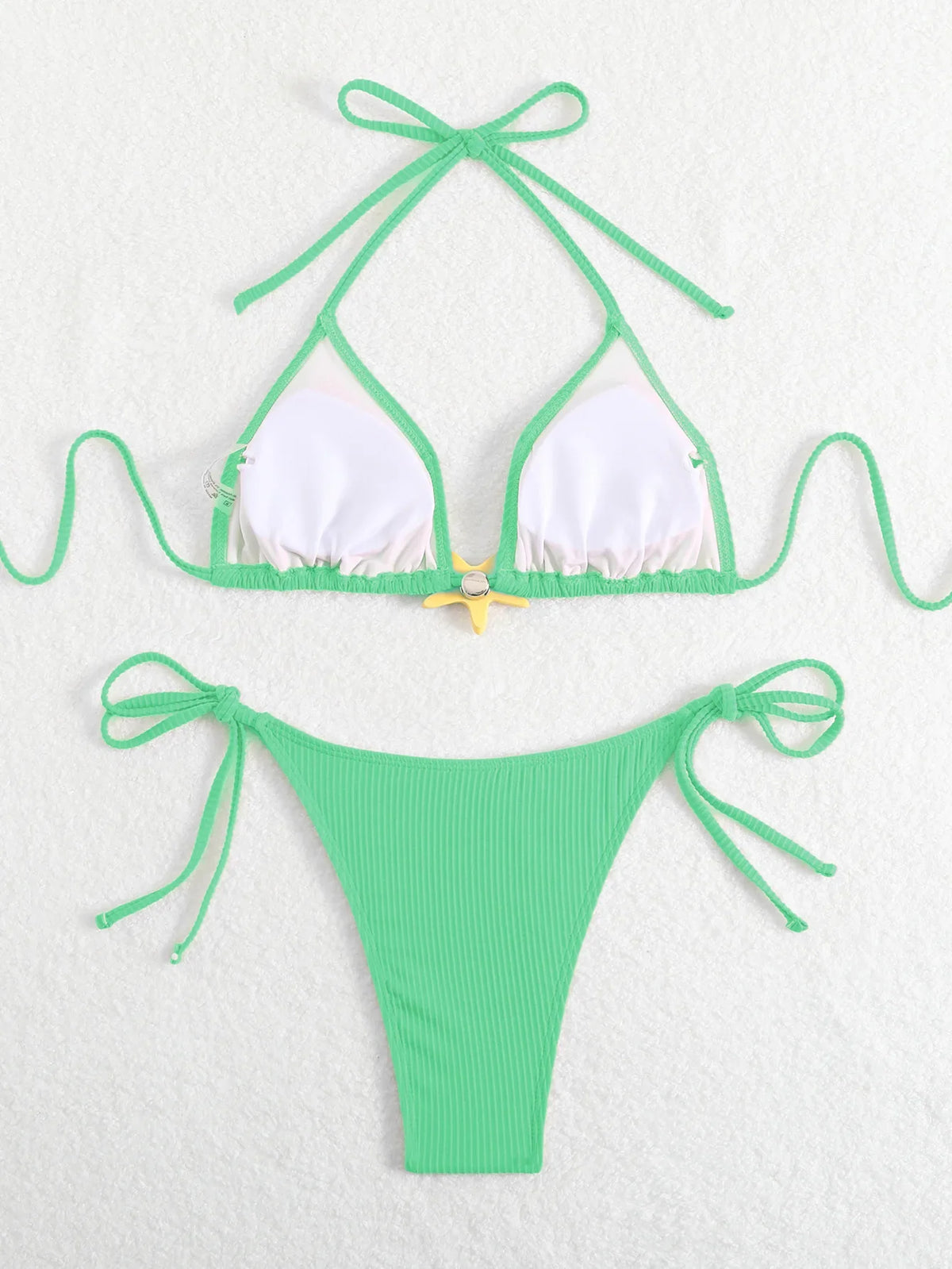 Sexy Black Micro Bikini 2025 Women Starfish Ornament Push Up Bra Tie Side Thong Swimsuit Summer Bathing Suit Holiday Swimwear