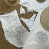 Sexy White Lace Halter String Triangle Bikinis Sets 3 Pieces Trousers Swimsuit Woman 2026 Holiday Swimwear Micro Bikini Thong test