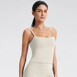 NCLAGEN GYM Tank Top With Built In Bra women's Yoga clothingrunning Square Neck fitness vest beautiful back sports Workout