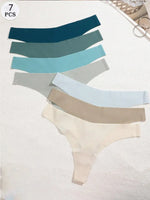 7PCS/Set Seamless Ice Silk Panties Women V-Waist Underwear Sexy Sports Briefs Panties Female Soft Ultra-thin Lingerie G-string
