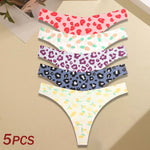 5Pcs Women Ultra-thin Seamless G-string Seamless Print Thongs Sexy Panties Ladies Soft Cute Thongs Female S-XL T-Back Panties