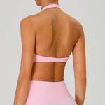 Fitness Sports Bra Women Halter Top High Support Push-up Open Back Gym Wear Hanging Neck Fitness Bar Yoga Bar Workout Underwear