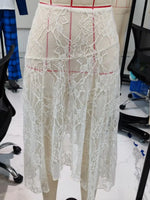 Women Summer Sexy Sheer Lace Skirt Flower Solid Color See-Through Low Rise Midi Skirt Casual Skirt for Party Beach Skirts