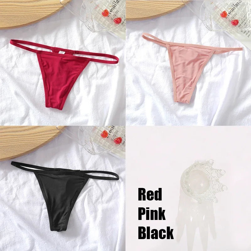 New 3PCS/Set Cotton Bikini Panties Women Sexy Solid Color Low Waist Thongs Female Breathable G-String Underwear Comfort Lingerie