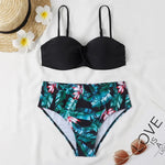 Print Bandeau Bikini Swimsuit Women Push Up Bikini Set Swimwear Female High Waisted Bathing Suit Beach Wear Brazilian Biquini