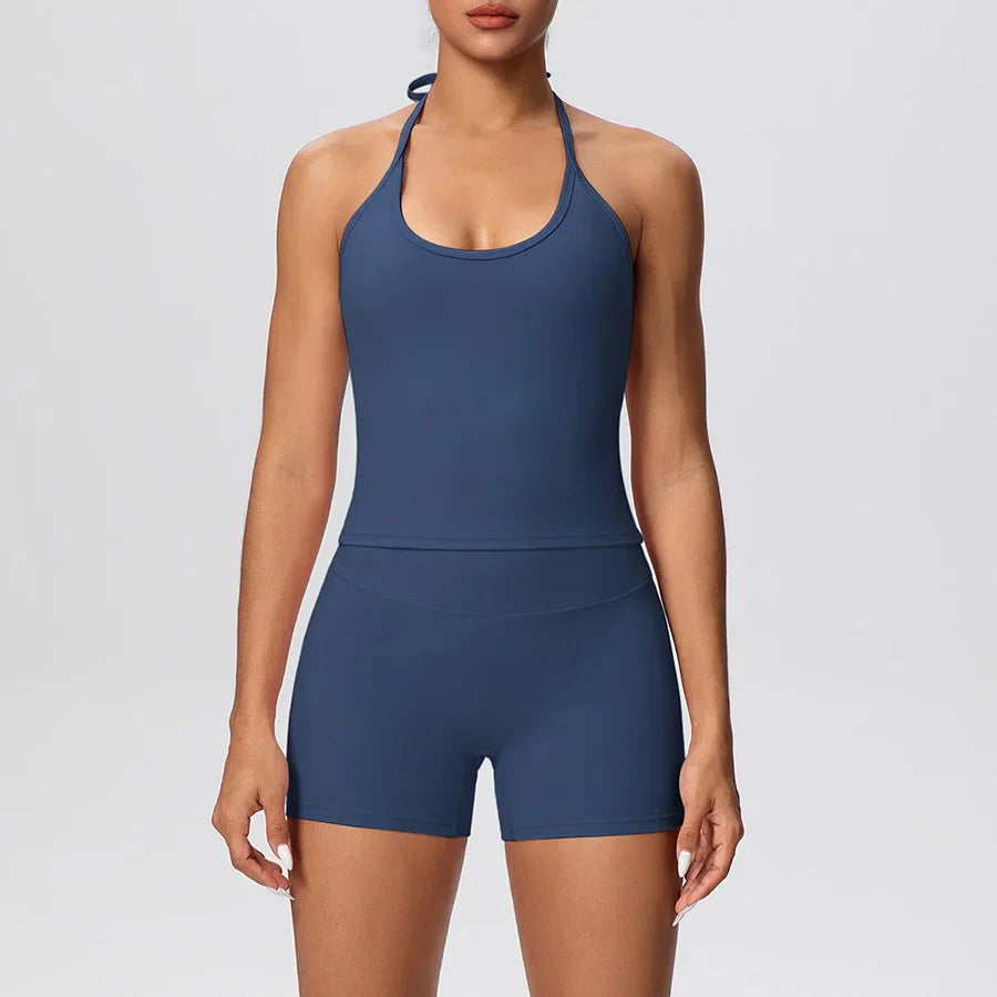 New 2Pcs Yoga Sets Naked Feel Women Workout Fitness Gym Clothes High Waist Yoga Shorts And Sports Bra Impact Shorts Workout Sets