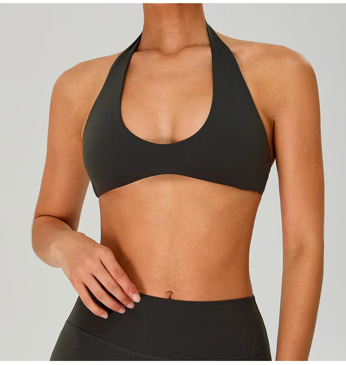 Fitness Sports Bra Women Halter Top High Support Push-up Open Back Gym Wear Hanging Neck Fitness Bar Yoga Bar Workout Underwear