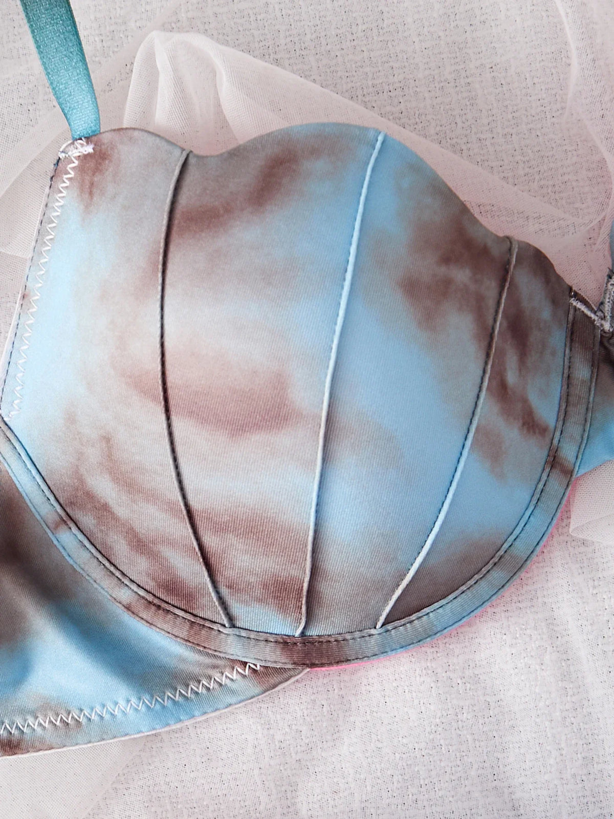 Summer Beach Bikini Colorful Ombre Shell Cup for Women's bra Sexy Push-Up Comfort Underwire Bra Women's Beach Vacation lingerie