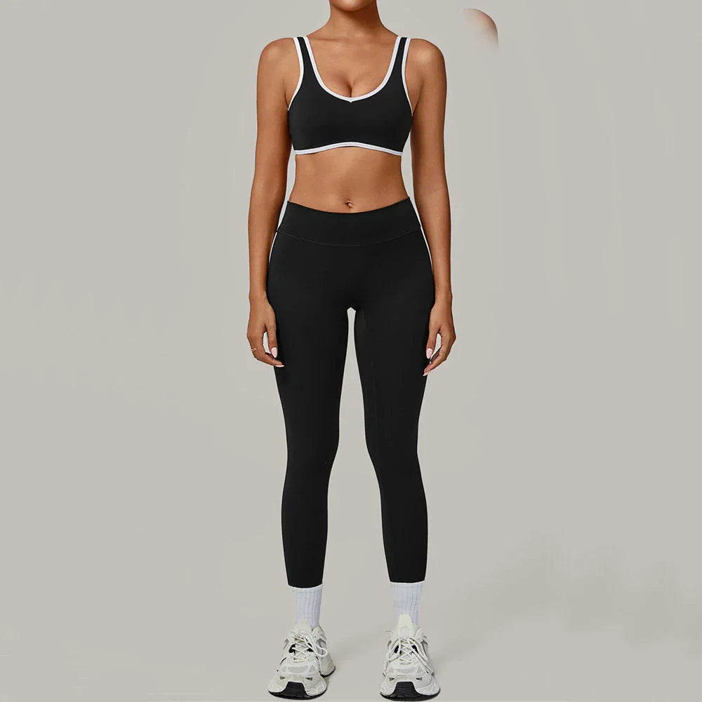 2PCS Women's Padding Sports Bra Pants Yoga Set High Waist Peach Hip Fitness Suit Running Workout Gym Leggings Yoga Set XP397