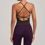 Women Sports Yoga Vest With Cross Shoulder Straps Quick Drying Sexy Yoga Bra Gym Breathablefitness Push Up Training Sports Vest