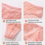 5PCs/Set Sexy Lace Thongs for Women Solid G-String Panties Floral Perspective Underwear Female Soft Breathable Women Lingerie