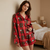 Women’s 2025 2 Piece Christmas Pajamas Set Long Sleeve Button Down Shirt + Shorts Set Summer Fall Lounge Clothes test