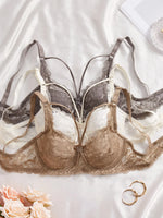 3Pcs Sexy Lace Women's Bra Crisscross Straps Underwire Push-Up Bralette Thin Soft Fashion Lingerie