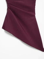 HH Elegant Women's Strapless Ruched Side Top Asymmetrical Hem Crop Tube Top for Vacation Wedding Guest Evening Wear