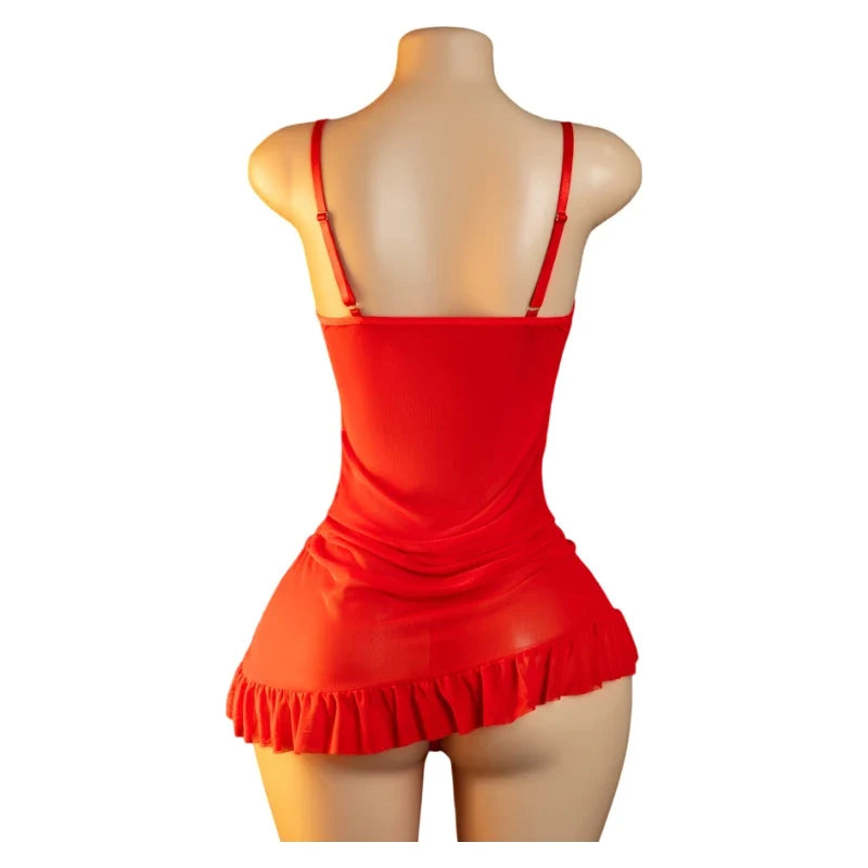 Ladies Sexy Lingerie Bra Erotic Set Transparent Deep V Lace Nightdress Women's Delicate Dress Summer Backless Hot Underwea Set