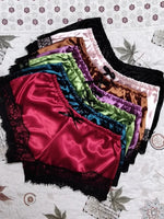 2 Pieces Pajamas Set for Women Sleepwear Sexy Lingerie Lace Silk Crop Tops and Shorts Sets Casual Nightwear Pijamas
