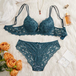 6-Piece Set Women's Bra and Panties Set Sexy Patterned Lace Patchwork No Lining Comfortable Fitting Women's Push-Up Bra Women's Underwear Set