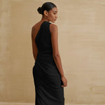 Sexy One-shoulder Asymmetric Black White Beach Dress Midi Beach Cover Up Woman Swimwear Bikini Tunic Kimono Beachwear Outfit