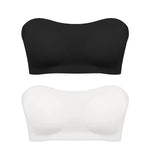 Women's Sexy Strapless Push Up Bra Removable Padded Seamless Ice Silk Top Women Invisible Beauty Back Anti-slip Off-shoulder Bra