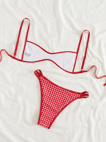Sexy Coffee Polka Dot Print Bikini Set 2026 Women Pleate Push Up Bra Hollow Out Thong Swimsuit Summer Pool Bathing Suit Swimwear