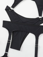 Sexy Black One Piece Swimsuit Women 2025 Hollow Out Push Up Suspenders Panties Thong Swimwear Beach Bathing Suit Swimming Bikini