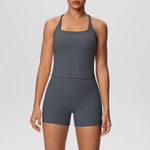 New 2Pcs Yoga Sets Naked Feel Women Workout Fitness Gym Clothes High Waist Yoga Shorts And Sports Bra Impact Shorts Workout Sets
