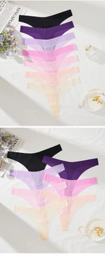 Girls Briefs Seamless Women Panties Sexy G String Ice Silk Underwear T Back Sports Yoga Thong Traceless Plus Size S-XL