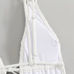 2026 New Deep V One Piece Black Swimsuit Halter Solid Color Women's Backless Bathing Suit Bandage White Swimwear For Female
