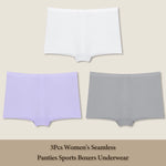 3Pcs Women's Seamless Panties Sports Boxer Underwear Female Solid Color Comfortable Briefs Cozy Lingerie Intimate Underpant S-XL