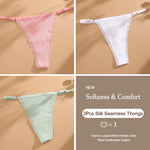 3Pcs/Set Cotton G-String Sexy Women Thong Adjustable Belt Seamless Panties Breathable Low Waist Lingerie Female Soft Solid Color