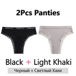 FINETOO 2Pcs/Set Women Cotton Brazilian Panties Plus Size M-2XL Lingerie Sexy Lace Underwear Low Rise Girls Intimates Underpants
