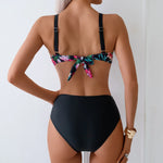 2025 Sexy Vintage Swimsuit Women Printed High Waist Bikini Set V-neck Swimwear Female Padded Bathing Suit Swimming Beachwear