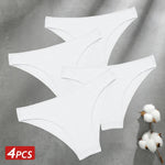4PCS Seamless Cotton Panties Women Solid Color Briefs Sexy Low Waist Underpants Female Breathable Underwear Ladies Stretch Panti