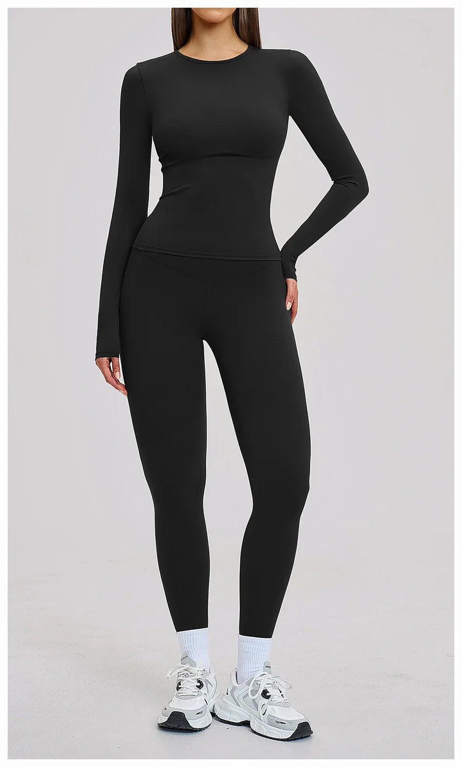 New Yoga Set 2PCS Gym Clothes Workout Outfits Women Long-sleeved T-shirt Sportswear Tracksuits Fitness Sports Vest Gym Leggings