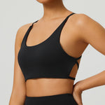 Sexy Soft Fitness Sport Bra Spaghetti Strap Cross Back Hollow Women Top Tight Gym Yoga Underwear Athletic Workout With Chest Pad