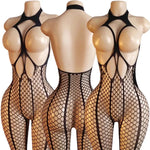Desire Night Sexy Crotchless Bodysuits For Women Erotic Outfits Mesh Sheer Teddy Jumpsuits Open Bra Hot Party Fishnet Underwear