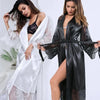 Sleepwear Women's Bathrobe Sexy Lingerie Lace Satin Kimono Sleep Long Dress Robes Pajamas Nightgown test