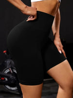 High waisted tight fitting sports shorts for women, fitness yoga pants, elastic and breathable running pants, fashionable and sl
