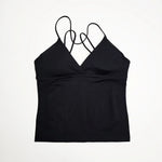 NCLAGEN Vision Twist Front Longline Top Gym Yoga Tops Women Quick Dry Thin Strap High Elastic Workout Vest Push-up Fitness Tank