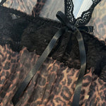 Lace-Trimmed Leopard Print Sleepwear Set Elegant Beauty Gift for Wife Sexy Nightgown And Underwear Combo