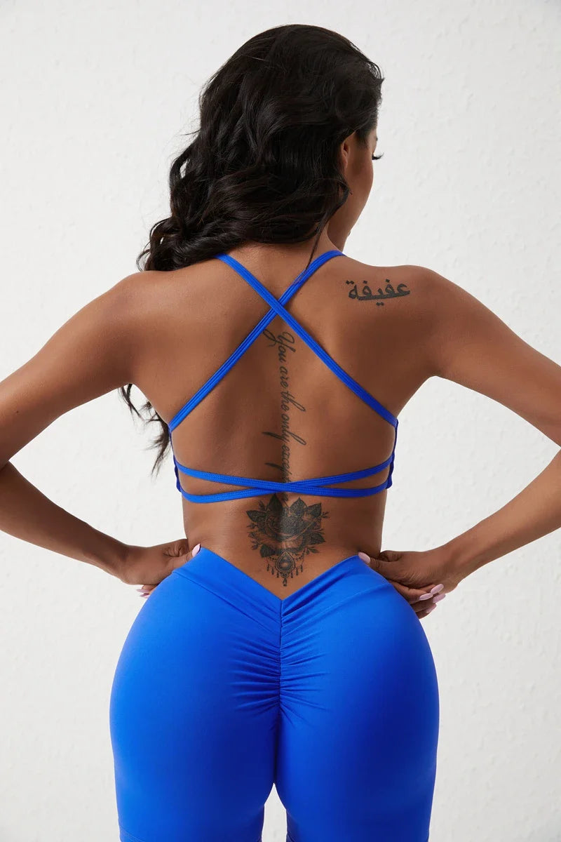 DIAS FIT JOY New style cross back yoga bra Plus Size removable chest cushion sexy back sports vest fitness running gym