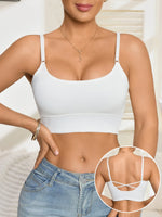 Women's Cropped Tank Top Sleeveless Padded Camisole with Crisscross Adjustable Straps Fashion Korean Style Women's Top