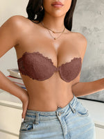 Lace Strapless Women Bra Sexy Front Clasp Push Up Bra Invisible Non-Slip Fashion Lace Bra Women