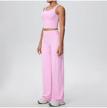 2PCS Yoga Set Women Tracksuit Nude Feeling Workout Sets Gym Clothes Push Up Fitness Running Sportswear Sport Straight tank suit